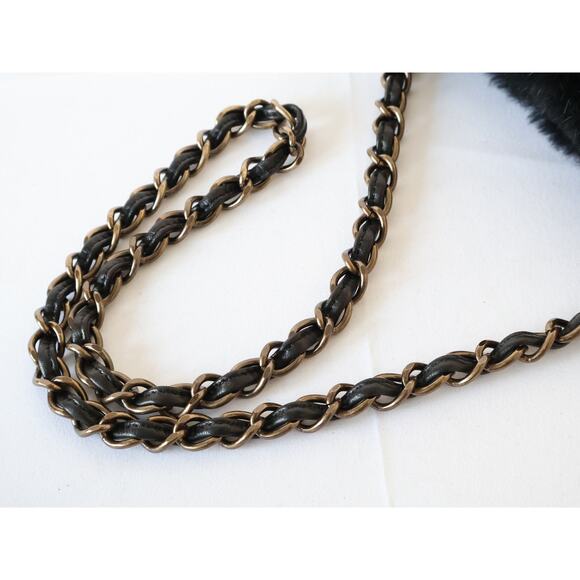 Chanel Rabbit Fur Bag CC Shoulder Chain Coco Mark Vintage Black Soft Rare Auth - Picture 8 of 16